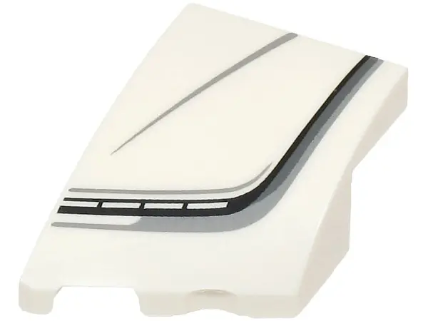 Wedge 3 x 2 Left No Studs with Black, Dark Bluish Gray and Light Bluish Gray Stripes and Bugatti Cen