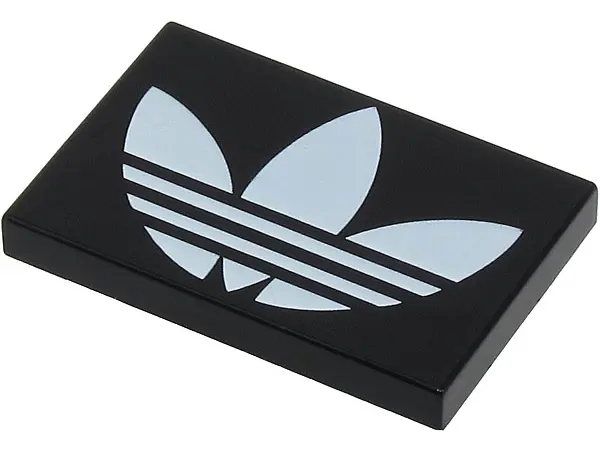 Black Tile 2 x 3 with White Adidas Trefoil Logo Pattern