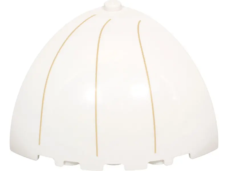 White Brick, Round Corner 5 x 5 x 3 1/3 Dome Top with Tan Lines Pattern Model Left Side