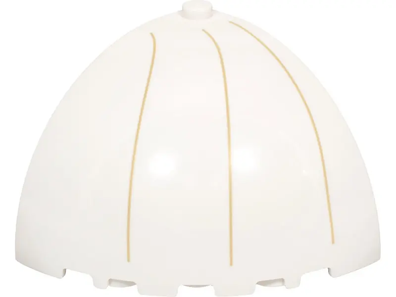 White Brick, Round Corner 5 x 5 x 3 1/3 Dome Top with Tan Lines Pattern Model Right Side