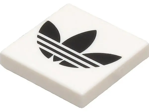 White Tile 2 x 2 with Black Adidas Trefoil Logo Pattern