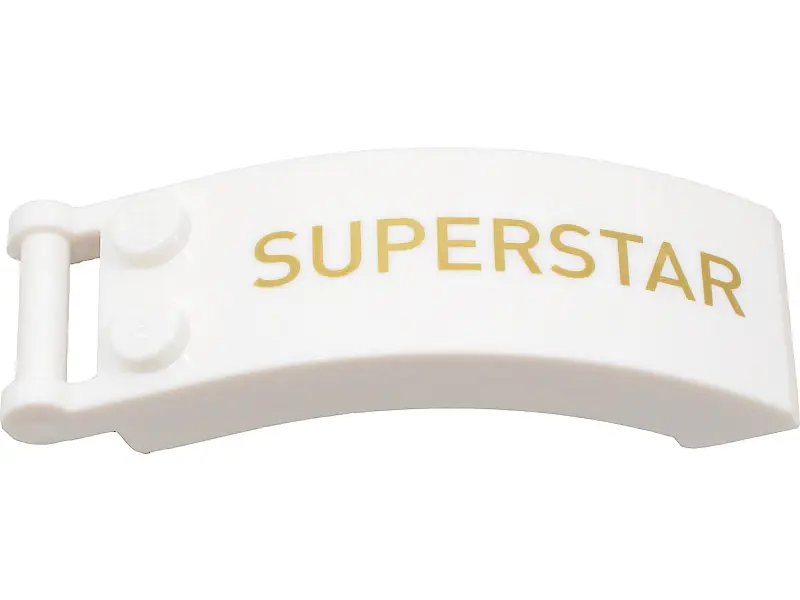 White Windscreen 6 x 2 x 2 with Bar Handle with Gold 'SUPERSTAR' Pattern Model Left Side