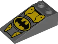 Dark Bluish Gray Slope 18 4 x 2 with Oval Batman Logo and Yellow Armor Plates Pattern