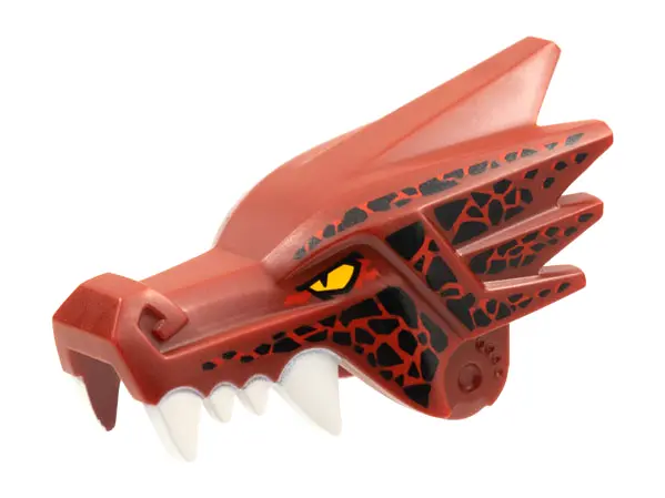 Dark Red Dragon Head (Ninjago) Jaw Upper with Four White Teeth per Side with Yellow Eyes and Black a