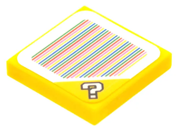 Yellow Tile 2 x 2 with Super Mario Scanner Code Question Mark Block Pattern (Sticker) - Sets 30385 /