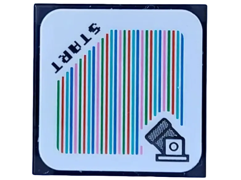 Black Tile 2 x 2 with Super Mario Scanner Code Cannon and 'START' Pattern (Sticker) - Sets 71391 / 7