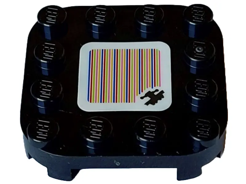 Black Plate, Modified 4 x 4 with Rounded Corners and 4 Feet with Super Mario Scanner Code Handcar Pa
