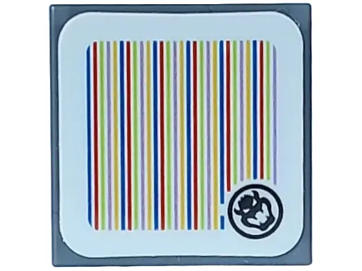 Dark Bluish Gray Tile 2 x 2 with Super Mario Scanner Code Bowser Head Pattern (Sticker) - Set 71437