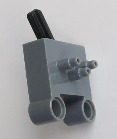 Dark Bluish Gray Pneumatic Switch with Pin Holes and Stepped Outlets