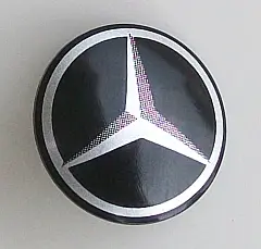 Black Minifigure, Shield Circular / Round Convex Face with Silver Mercedes-Benz Logo Pattern