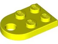 Neon Yellow Plate, Modified 2 x 3 with Hole