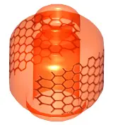 Trans-Neon Orange Minifigure, Head without Face with Hexagonal Honeycomb Pattern