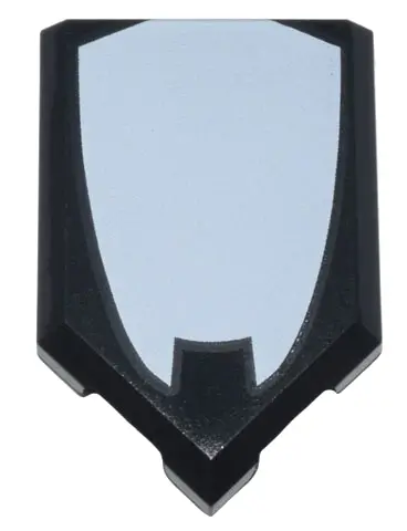 Black Tile, Modified 2 x 3 Pentagonal with White Oval Shape with Points Pattern