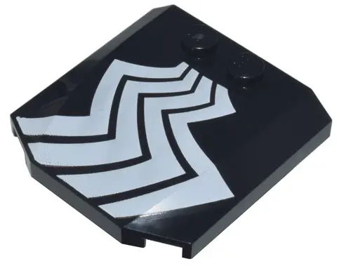 Black Wedge 4 x 4 x 2/3 Triple Curved with White Zigzag Lines Pattern Side A