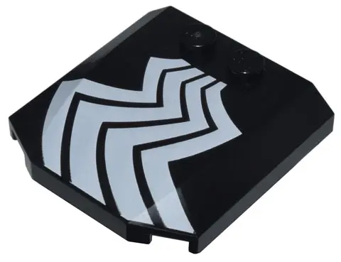 Black Wedge 4 x 4 x 2/3 Triple Curved with White Zigzag Lines Pattern Side B