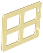 Tan Duplo Door / Window Pane 1 x 4 x 3 with 4 Same Size Panes Square Corners