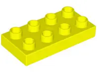 Neon Yellow Duplo, Plate 2 x 4 x 1/2 (Thick)
