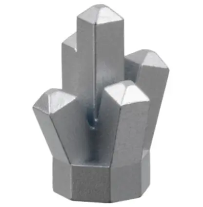 Metallic Silver Rock 1 x 1 Crystal 5 Point