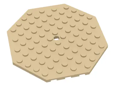 Tan Plate, Modified 10 x 10 Octagonal with Hole