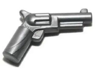 Flat Silver Minifigure, Weapon Gun, Pistol Revolver - Small Barrel