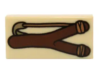 Tan Tile 1 x 2 with Slingshot Pattern