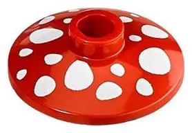 Red Dish 2 x 2 Inverted (Radar) with Mushroom White Spots Pattern