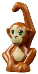 Dark Orange Monkey, Friends Style, Baby (Orangutan) with Bright Green Eyes, Black Nose, Dark Tan Fac