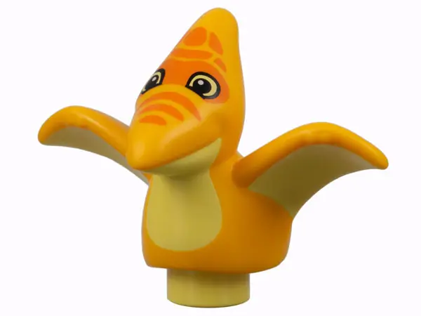 Bright Light Orange Duplo Dinosaur Pteranodon Baby with Bright Light Yellow Chest and Wings and Oran