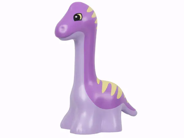 Lavender Duplo Dinosaur Diplodocus Baby with Medium Lavender Back and Bright Light Yellow Stripes Pa