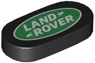 Black Tile, Round 1 x 2 Oval with Land Rover Logo Pattern