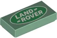 Sand Green Tile 1 x 2 with Land Rover Logo Pattern