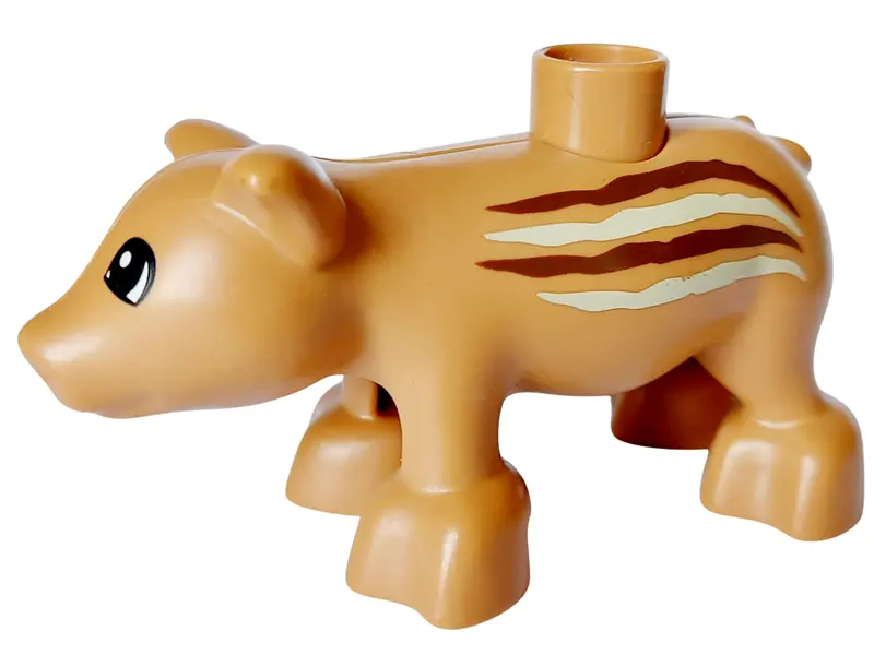 Medium Nougat Duplo Pig Adult with Stripes on Sides Pattern