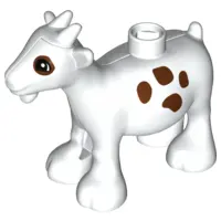 White Duplo Goat with Dark Brown Spots Pattern