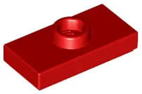 Red Plate, Modified 1 x 2 with 1 Stud with Groove (Jumper)