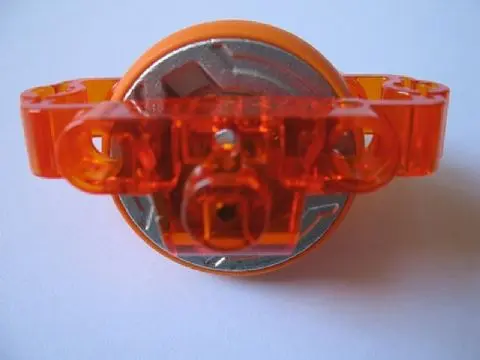 Trans-Orange Technic Brick 3 x 6 x 2 with Metal Flywheel and Orange Tire (Chima Rip Cord Base)