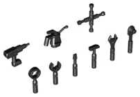 Black Minifigure, Utensil Tools, 9 in Bag (Multipack)