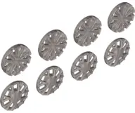Flat Silver Wheel Cover 7 Spoke Y-Shape and 10 Spoke T-Shape for Wheel 18976, 8 in Bag - 4 of Each (