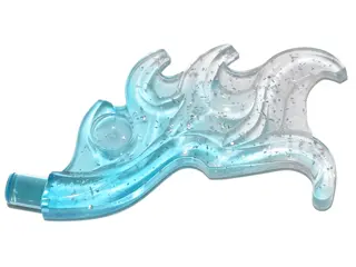 Trans-Light Blue Wave Rounded Curved Wing with Bar End (Flame) with Marbled Glitter Trans-Clear Patt