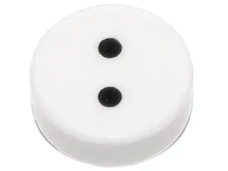 White Tile, Round 1 x 1 with 2 Black Dots Pattern