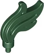 Dark Green Minifigure, Plume Feather Triple Compact / Flame / Water with Small Pin