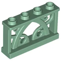 Sand Green Fence 1 x 4 x 2 Ornamental with 4 Studs
