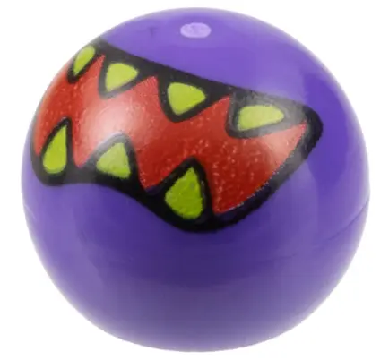 Dark Purple Technic Ball Joint with Red Mouth and Lime Sharp Teeth Pattern