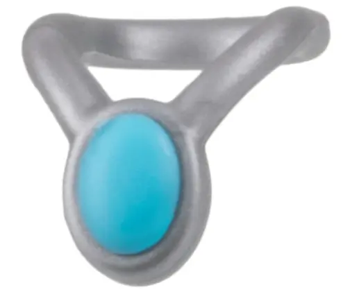 Flat Silver Mini Doll, Necklace Amulet with Molded Medium Azure Stone Pattern