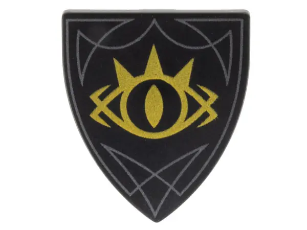 Black Minifigure, Shield Triangular Short with Gold Goblin King Eye Pattern