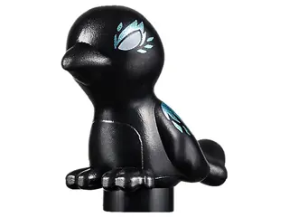Black Bird, Friends Style with White Eyes and Metallic Light Blue Feathers Pattern (Elves Shadow Rav