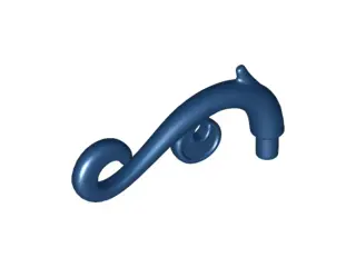 Dark Blue Plant Stem, Curved with Bar, Thorns, and Swirls