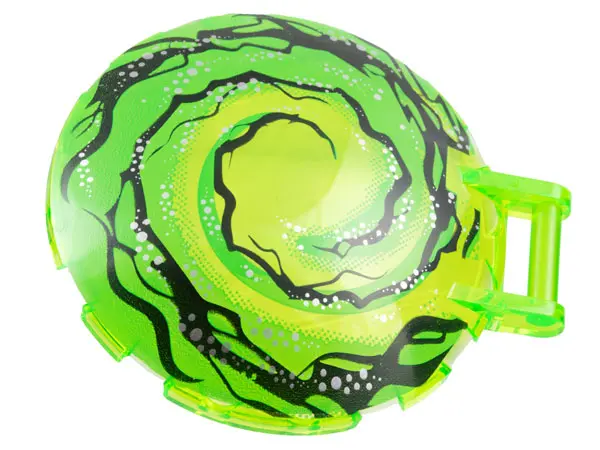 Trans-Bright Green Dish 6 x 6 Inverted with Bar Handle with Black and Bright Green Swirl Pattern