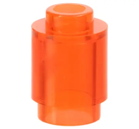Trans-Neon Orange Brick, Round  1 x 1
