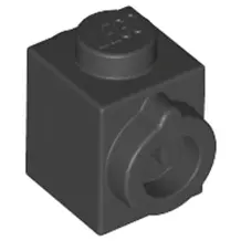 Black Brick, Modified 1 x 1 with Stud on Side and Conductive Element on Opposite Side (AppBrick)