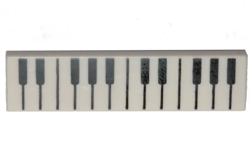 White Tile 1 x 4 with Black and White Piano Keys Pattern